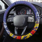 DR Congo Football Leopard Mascot Steering Wheel Cover Fierce Leopard Art National Flag Colors