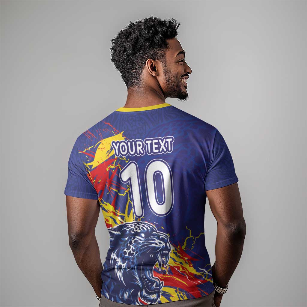 Custom DR Congo Football Leopard Mascot T shirt Fierce Leopard Art National Flag Colors