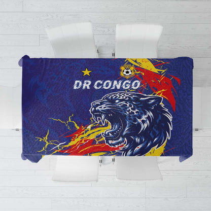DR Congo Football Leopard Mascot Tablecloth Fierce Leopard Art National Flag Colors