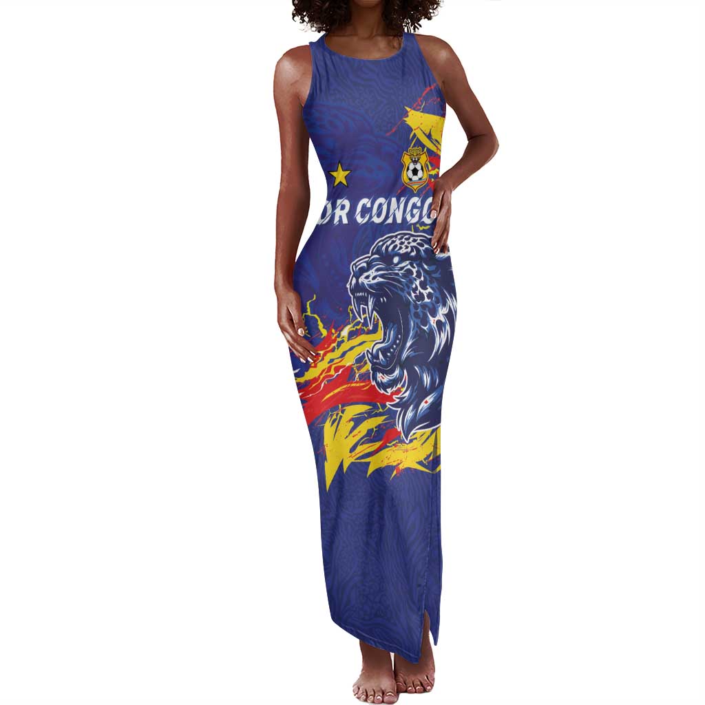 Custom DR Congo Football Leopard Mascot Tank Maxi Dress Fierce Leopard ...