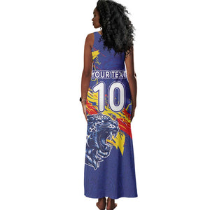 Custom DR Congo Football Leopard Mascot Tank Maxi Dress Fierce Leopard Art National Flag Colors