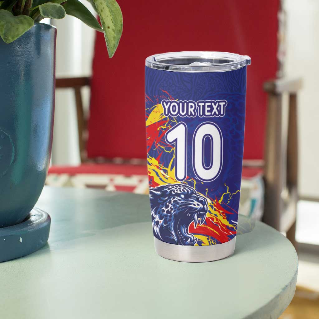 Custom DR Congo Football Leopard Mascot Tumbler Cup Fierce Leopard Art National Flag Colors