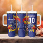 Custom DR Congo Football Leopard Mascot Tumbler With Handle Fierce Leopard Art National Flag Colors
