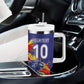 Custom DR Congo Football Leopard Mascot Tumbler With Handle Fierce Leopard Art National Flag Colors
