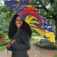 DR Congo Football Leopard Mascot Umbrella Fierce Leopard Art National Flag Colors