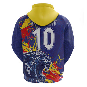 Custom DR Congo Football Leopard Mascot Zip Hoodie Fierce Leopard Art National Flag Colors