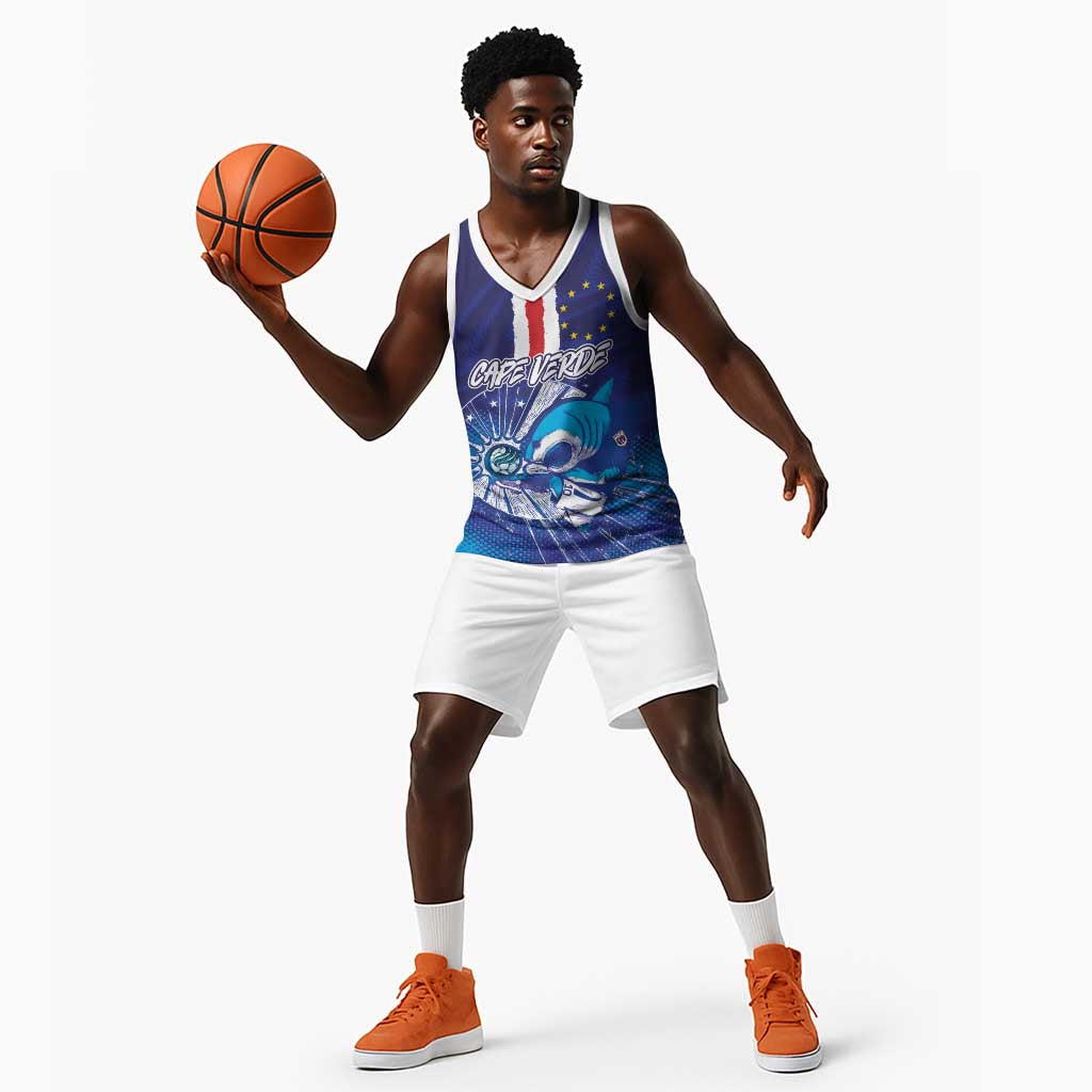 Custom Cape Verde Football Blue Shark Mascot Basketball Jersey Glory 2026