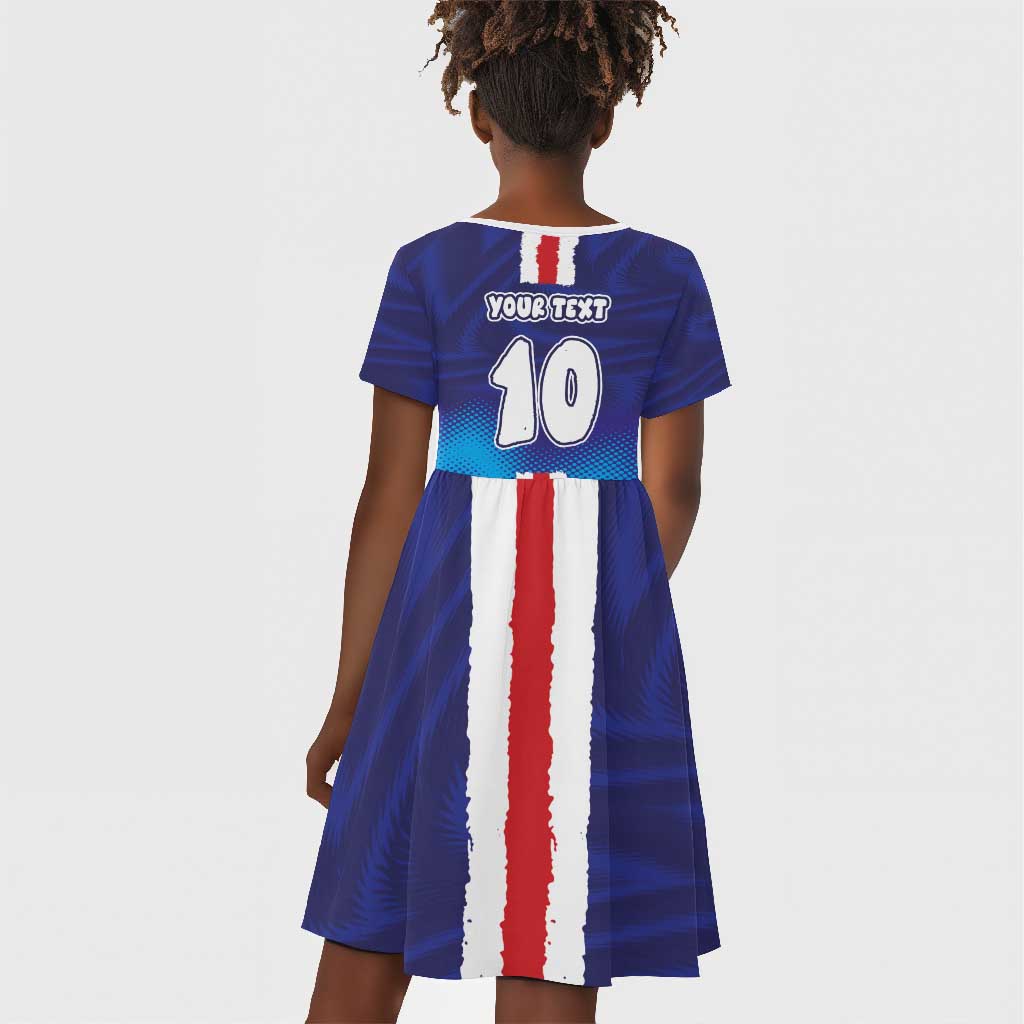 Custom Cape Verde Football Blue Shark Mascot Kid Short Sleeve Dress Glory 2026
