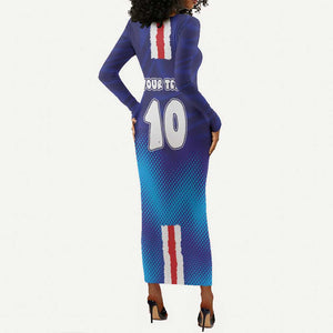 Custom Cape Verde Football Blue Shark Mascot Long Sleeve Bodycon Dress Glory 2026