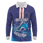 Custom Cape Verde Football Blue Shark Mascot Long Sleeve Polo Shirt Glory 2026
