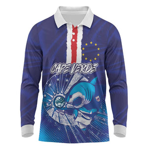 Custom Cape Verde Football Blue Shark Mascot Long Sleeve Polo Shirt Glory 2026