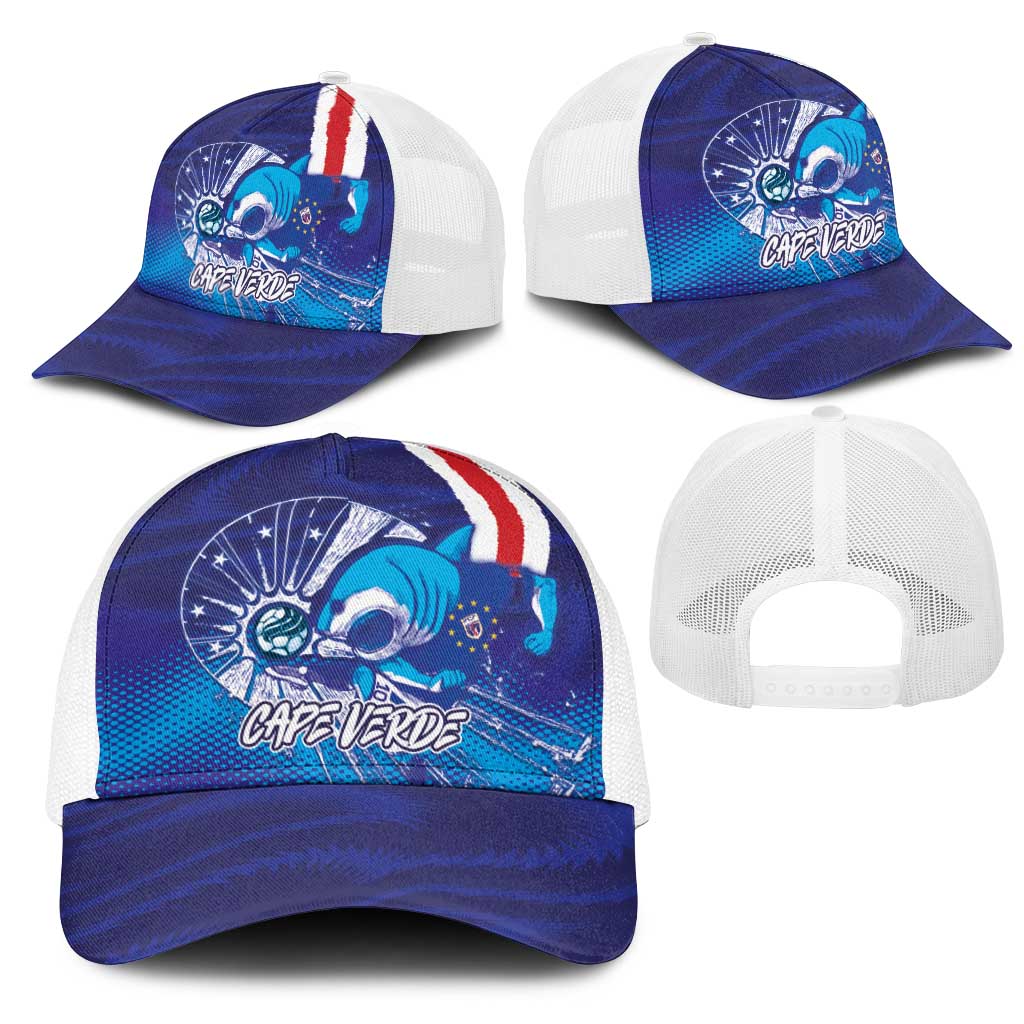 Cape Verde Football Blue Shark Mascot Mesh Trucker Cap Glory 2026