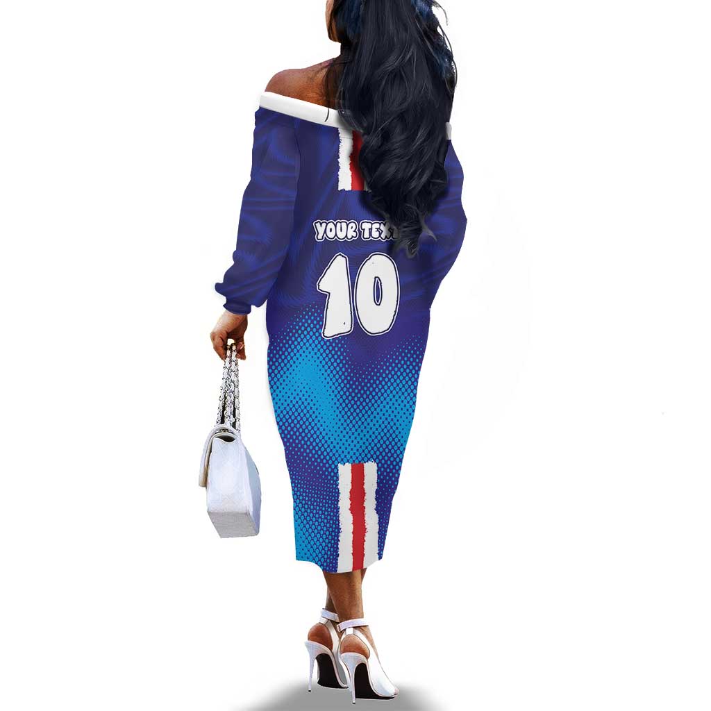 Custom Cape Verde Football Blue Shark Mascot Off The Shoulder Long Sleeve Dress Glory 2026