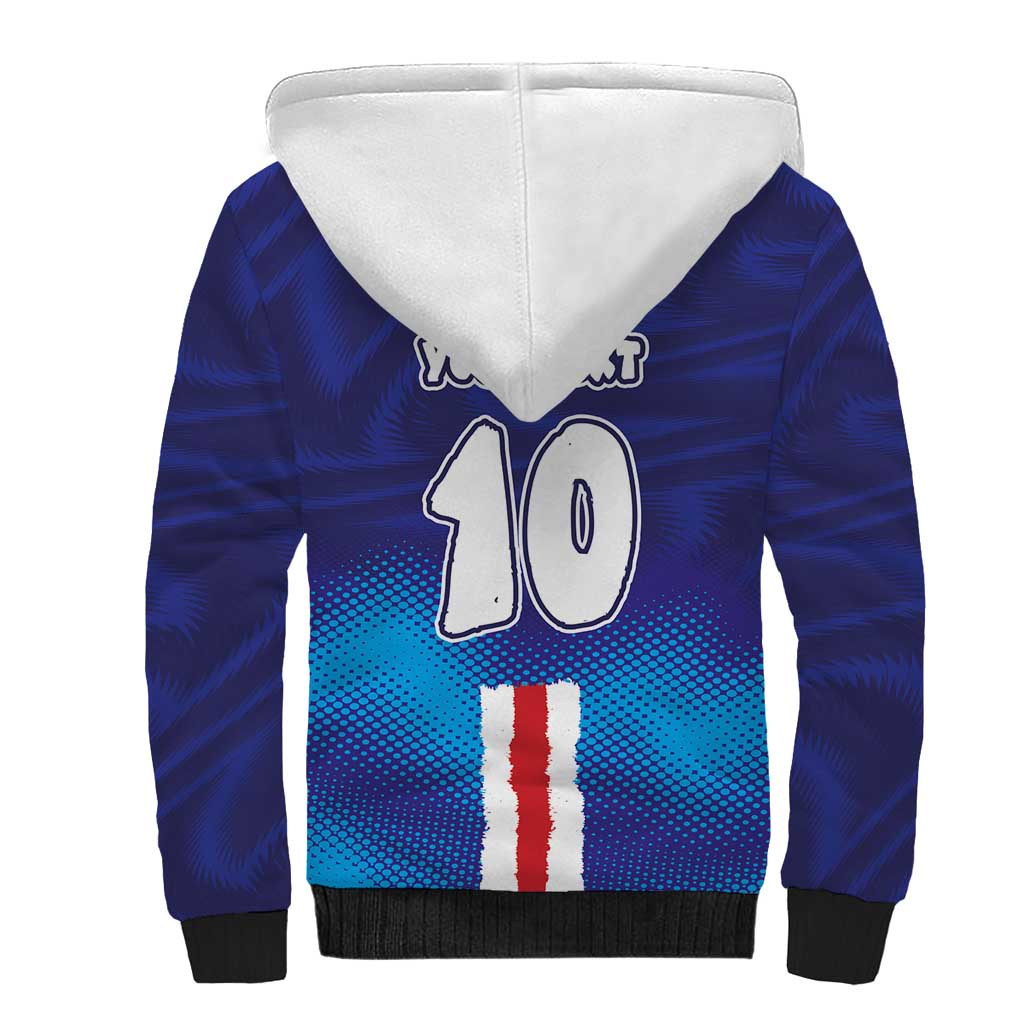 Custom Cape Verde Football Blue Shark Mascot Sherpa Hoodie Glory 2026