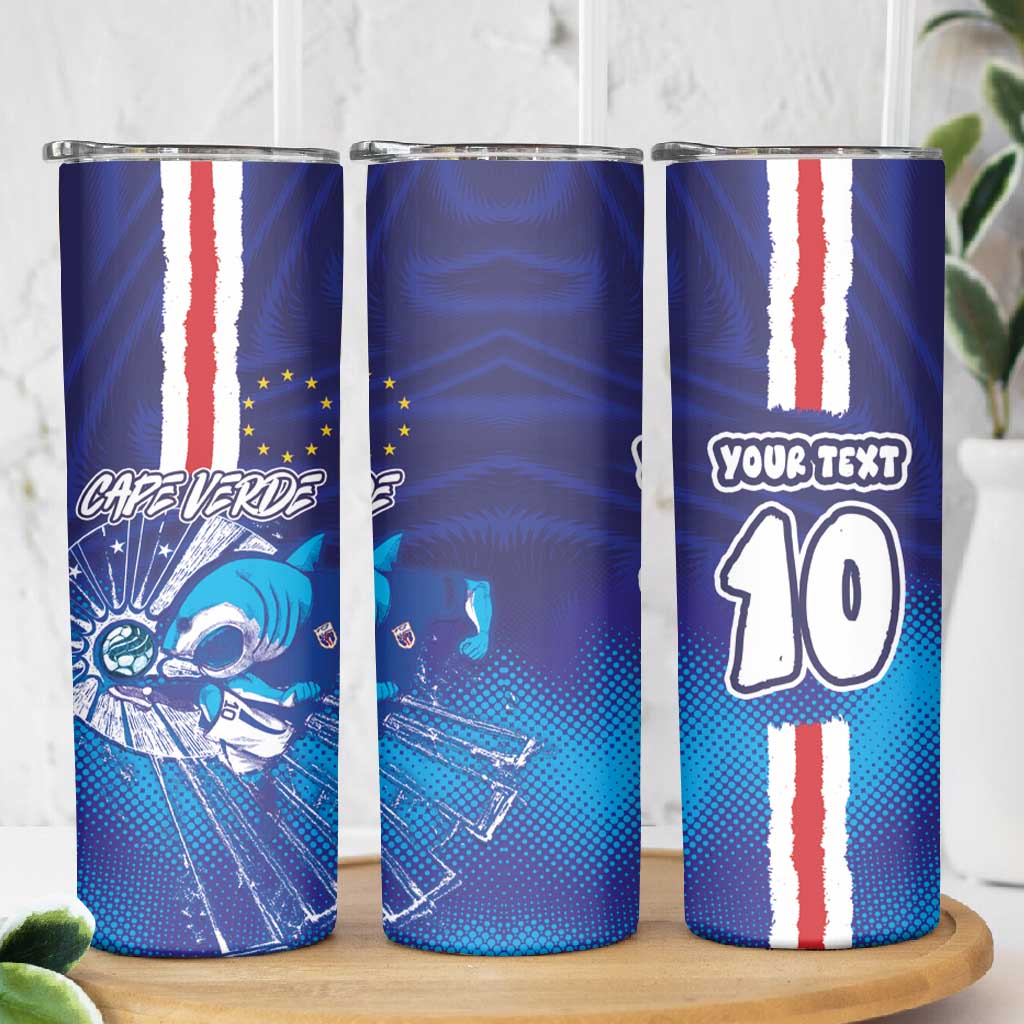 Custom Cape Verde Football Blue Shark Mascot Skinny Tumbler Glory 2026