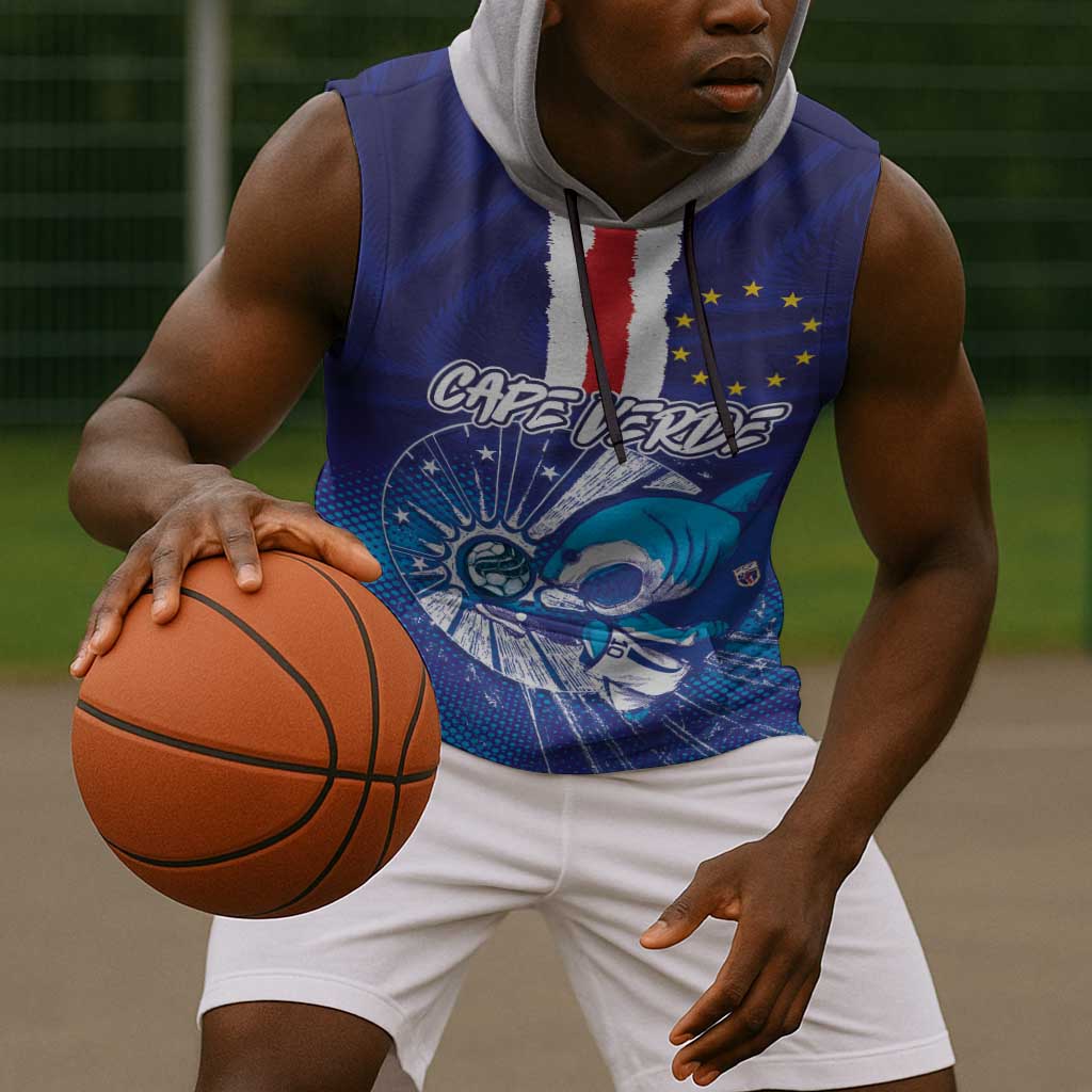 Custom Cape Verde Football Blue Shark Mascot Sleeveless Hoodie Glory 2026