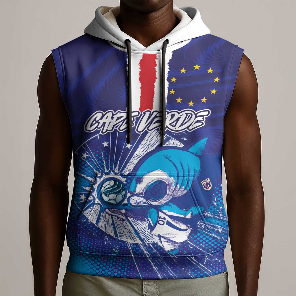 Custom Cape Verde Football Blue Shark Mascot Sleeveless Hoodie Glory 2026