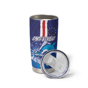 Custom Cape Verde Football Blue Shark Mascot Tumbler Cup Glory 2026