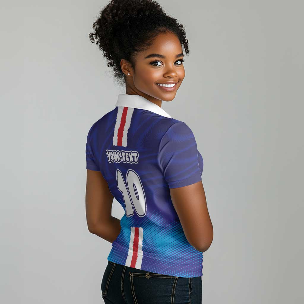Custom Cape Verde Football Blue Shark Mascot Women Polo Shirt Glory 2026