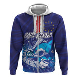 Custom Cape Verde Football Blue Shark Mascot Zip Hoodie Glory 2026