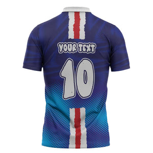 Custom Cape Verde Football Blue Shark Mascot Zipper Polo Shirt Glory 2026