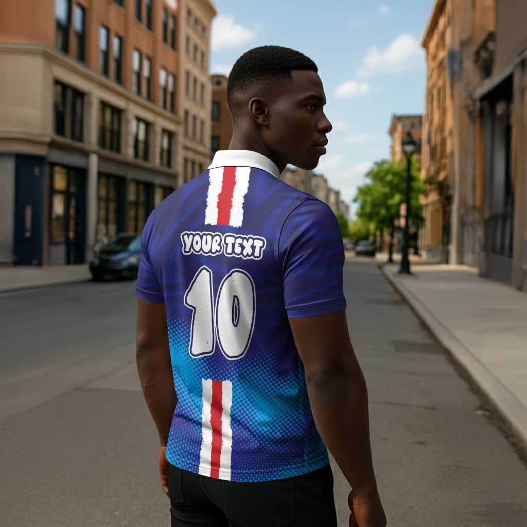 Custom Cape Verde Football Blue Shark Mascot Zipper Polo Shirt Glory 2026