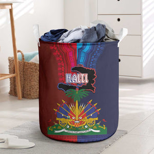 Haiti Coat Of Arms Map Dashiki Laundry Basket Vibrant Caribbean Heritage