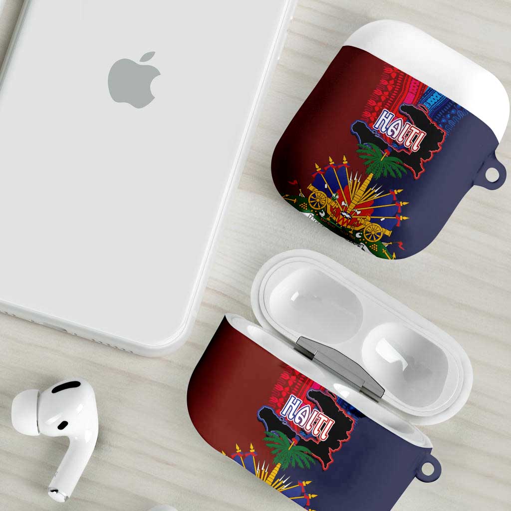 Haiti Coat Of Arms Map Dashiki AirPods Case Vibrant Caribbean Heritage