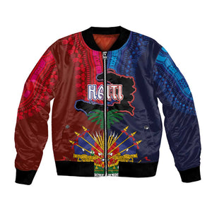 Haiti Coat Of Arms Map Dashiki Bomber Jacket Vibrant Caribbean Heritage