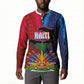 Haiti Coat Of Arms Map Dashiki Button Sweatshirt Vibrant Caribbean Heritage