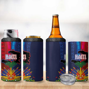 Haiti Coat Of Arms Map Dashiki 4 in 1 Can Cooler Tumbler Vibrant Caribbean Heritage