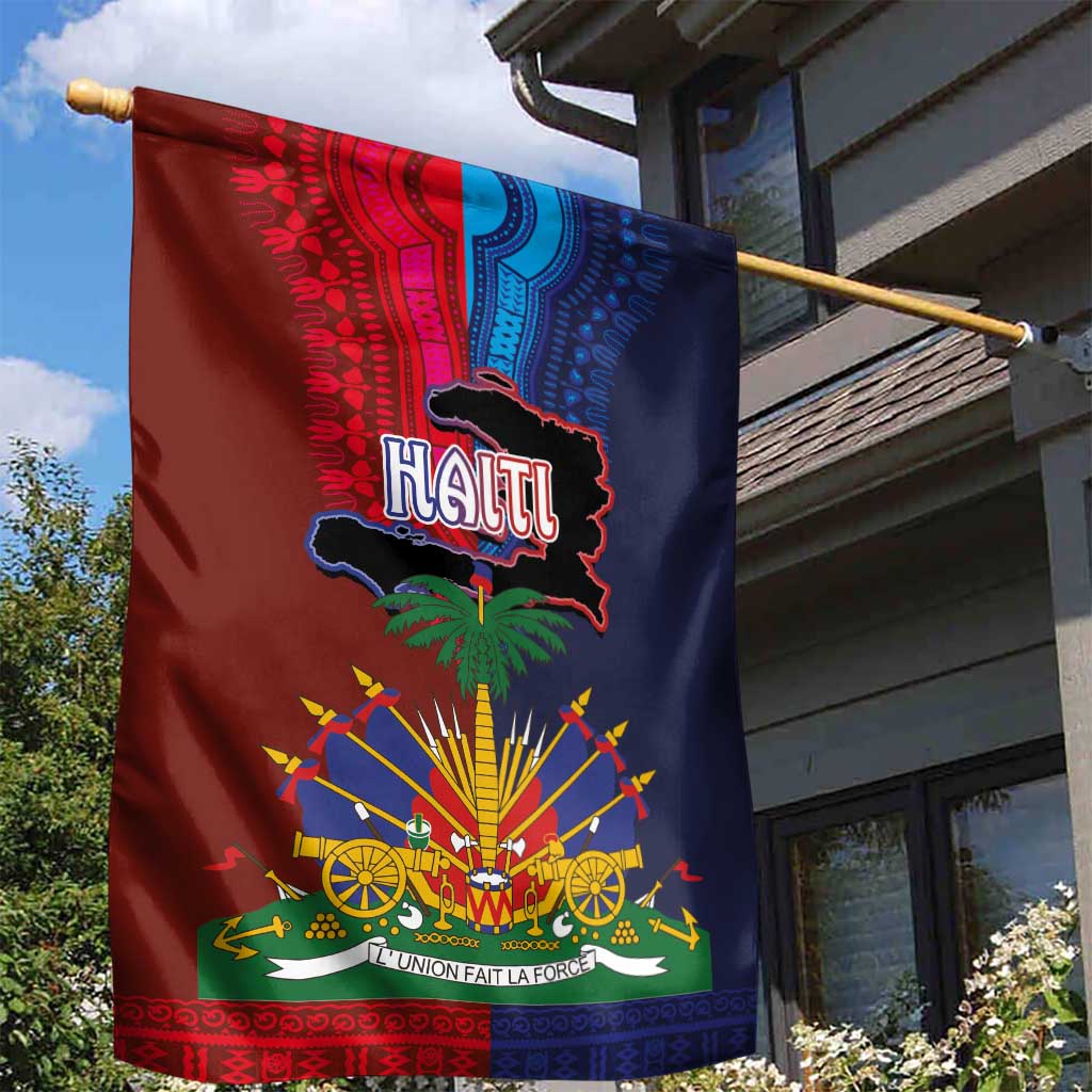 Haiti Coat Of Arms Map Dashiki Garden Flag Vibrant Caribbean Heritage