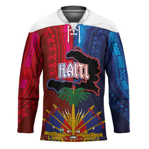 Haiti Coat Of Arms Map Dashiki Hockey Jersey Vibrant Caribbean Heritage
