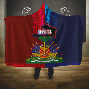 Haiti Coat Of Arms Map Dashiki Hooded Blanket Vibrant Caribbean Heritage