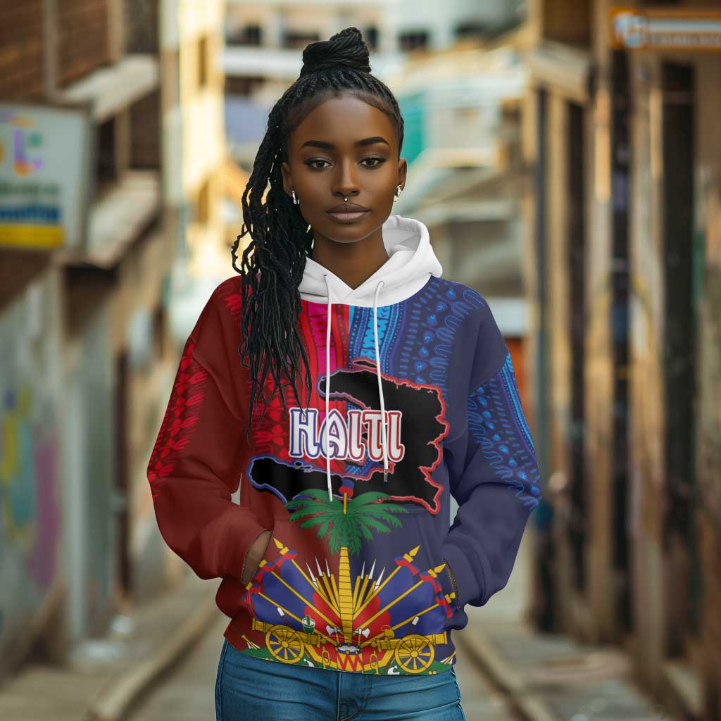 Haiti Coat Of Arms Map Dashiki Hoodie Vibrant Caribbean Heritage