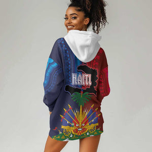 Haiti Coat Of Arms Map Dashiki Hoodie Dress Vibrant Caribbean Heritage