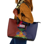 Haiti Coat Of Arms Map Dashiki Leather Tote Bag Vibrant Caribbean Heritage