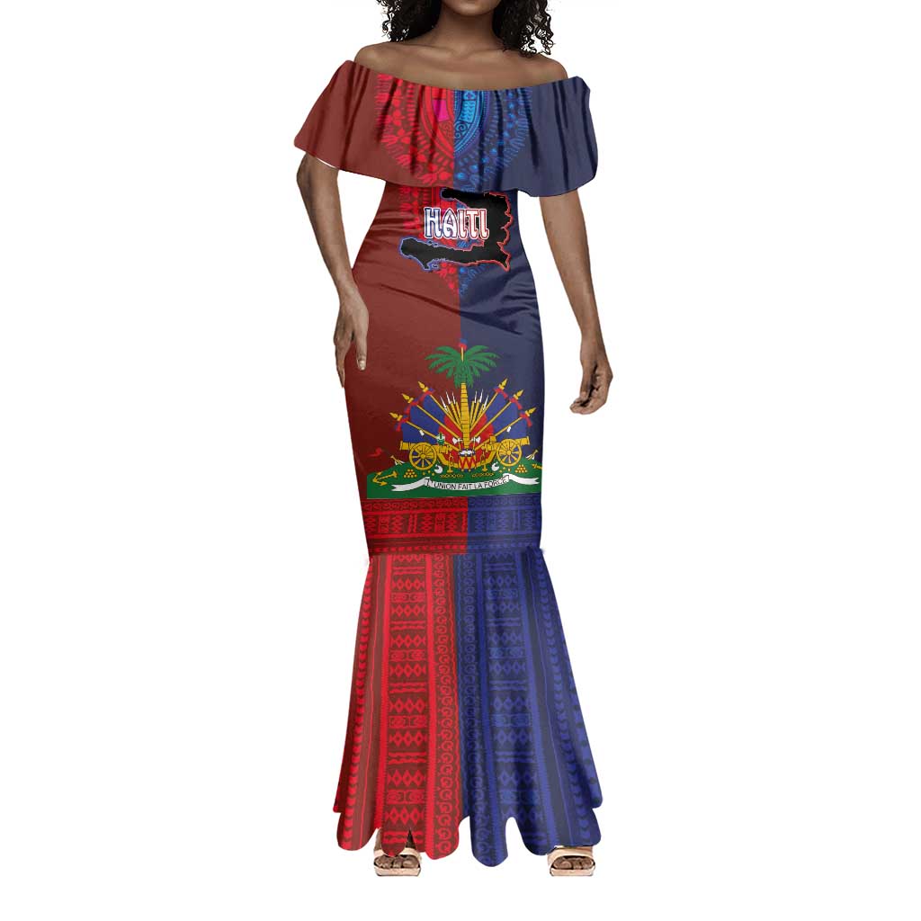 Haiti Coat Of Arms Map Dashiki Mermaid Dress Vibrant Caribbean Heritage
