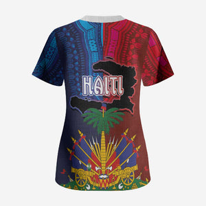 Haiti Coat Of Arms Map Dashiki Scrub Top Vibrant Caribbean Heritage