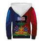 Haiti Coat Of Arms Map Dashiki Sherpa Hoodie Vibrant Caribbean Heritage