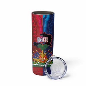 Haiti Coat Of Arms Map Dashiki Skinny Tumbler Vibrant Caribbean Heritage