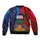 Haiti Coat Of Arms Map Dashiki Sleeve Zip Bomber Jacket Vibrant Caribbean Heritage