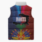 Haiti Coat Of Arms Map Dashiki Sleeveless Puffer Jacket Vibrant Caribbean Heritage