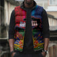 Haiti Coat Of Arms Map Dashiki Sleeveless Puffer Jacket Vibrant Caribbean Heritage