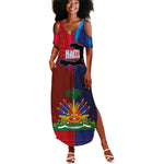 Haiti Coat Of Arms Map Dashiki Summer Maxi Dress Vibrant Caribbean Heritage