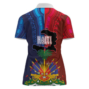 Haiti Coat Of Arms Map Dashiki Women Polo Shirt Vibrant Caribbean Heritage