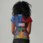 Haiti Coat Of Arms Map Dashiki Women V-Neck T-Shirt Vibrant Caribbean Heritage
