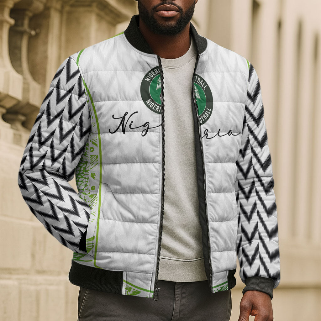 Nigeria National Football Custom Bomber Puffer Jacket Blokecore T90 Sporty Style
