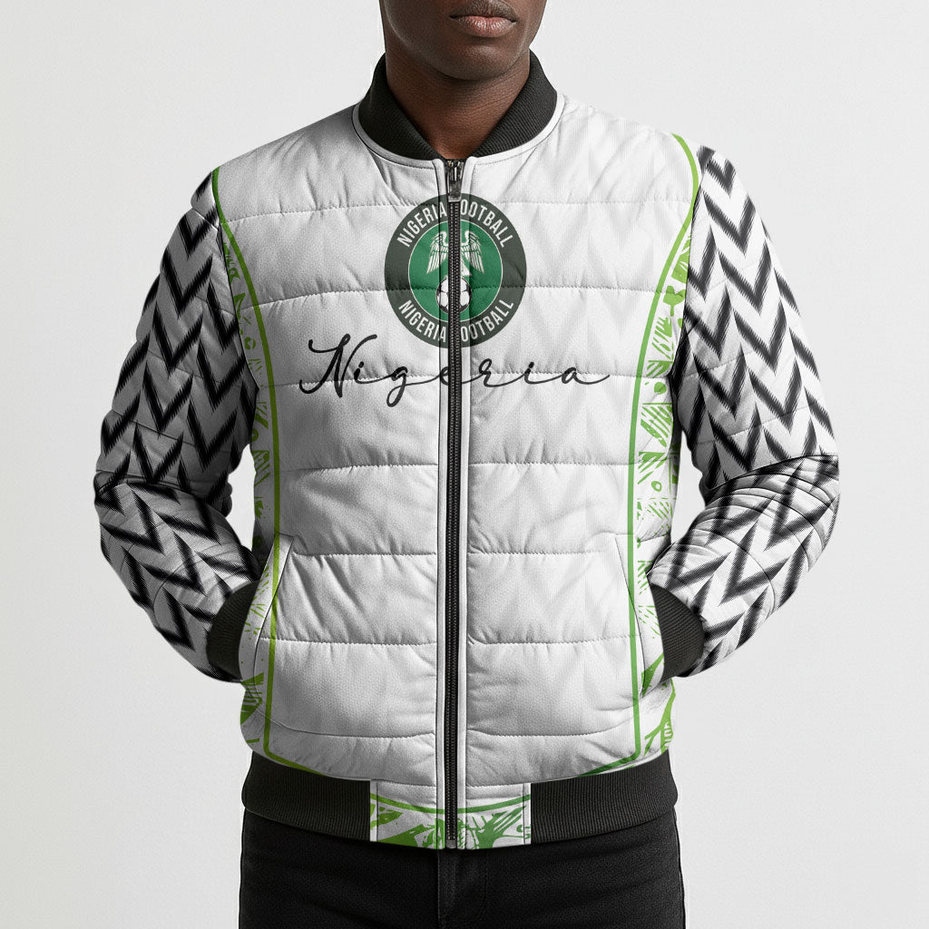 Nigeria National Football Custom Bomber Puffer Jacket Blokecore T90 Sporty Style