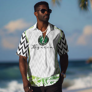 Nigeria National Football Custom Hawaiian Shirt Blokecore T90 Sporty Style